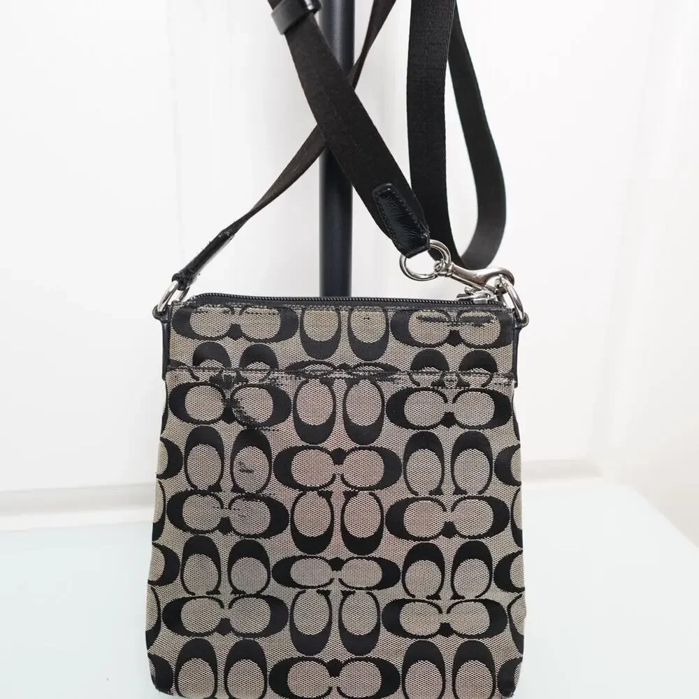 Coach Signature Crossbody Bag Black Tan